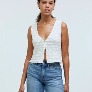 Madewell Basketweave-Stitch Vest in Antique Cream Sz M